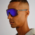  Outfield Shield Sunglasses - Grey/Neon Blue