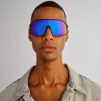  Outfield Shield Sunglasses - Grey/Neon Blue