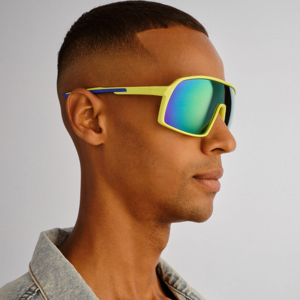  Outfield Shield Sunglasses - Neon Green/Cobalt