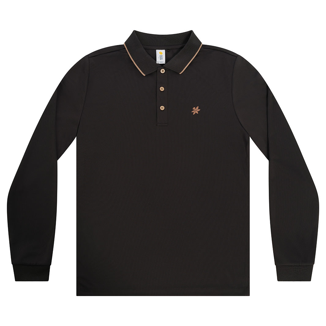  Mens Long Sleeve Polo - Charcoal